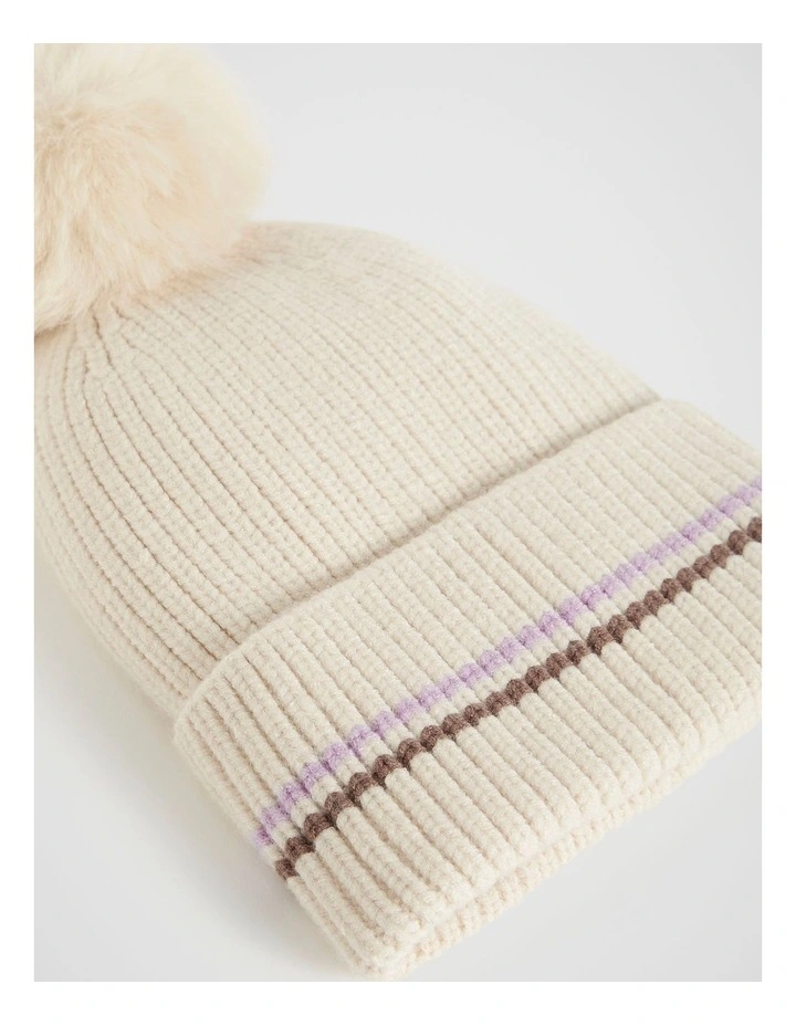 Contrast Stripe Beanie in Multi image 3