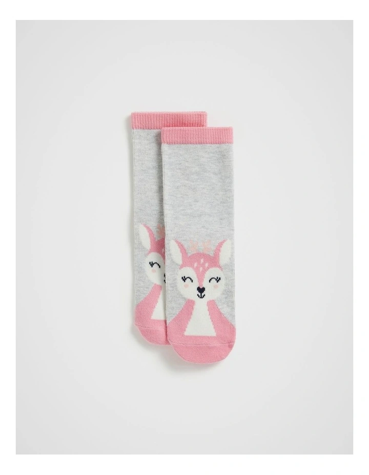 Deer Sock in Grey Marle image 1