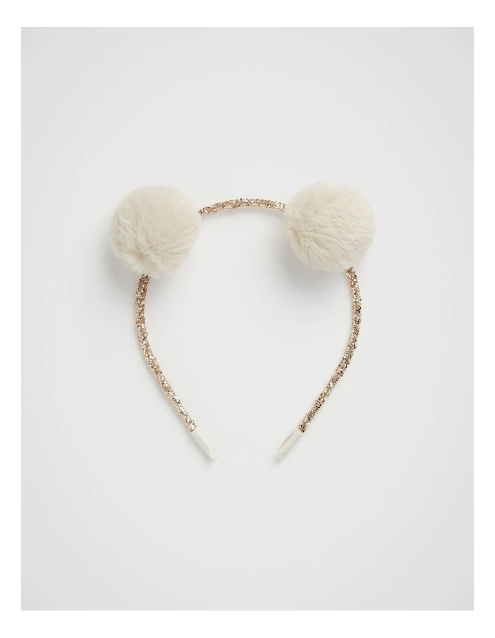 Glitter Pom Pom Alice Band in Gold image 1