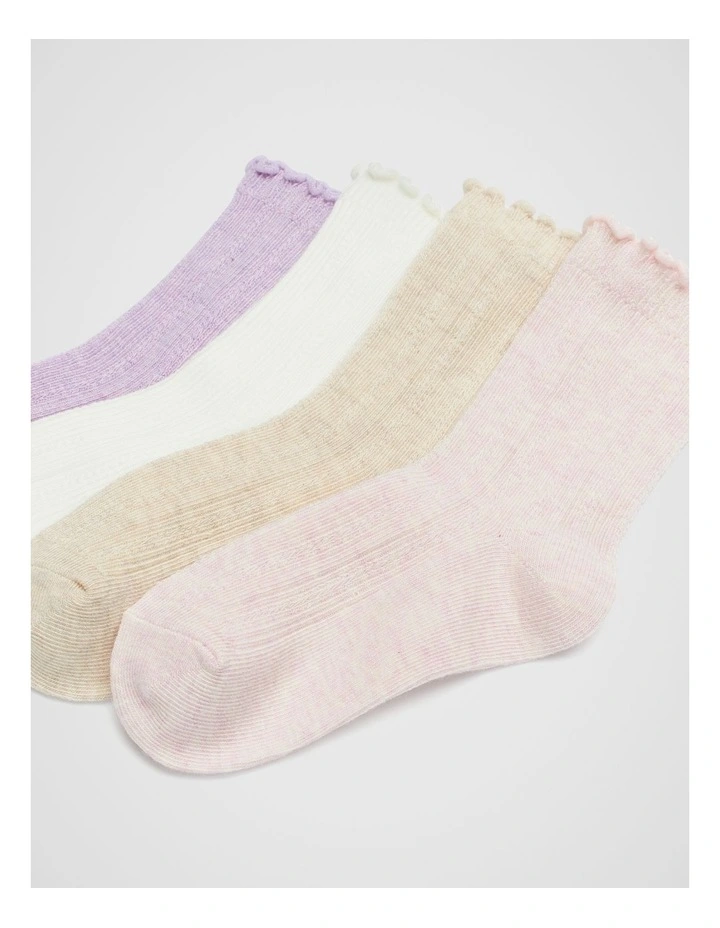 Rib Cable Socks 4 Pack in Multi image 2