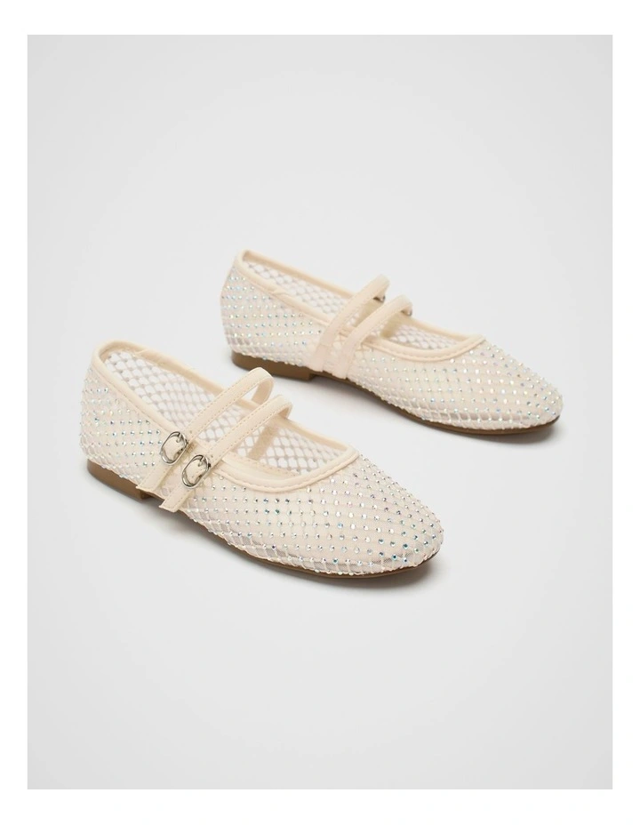 Mesh Jewel Ballet in Creme image 3