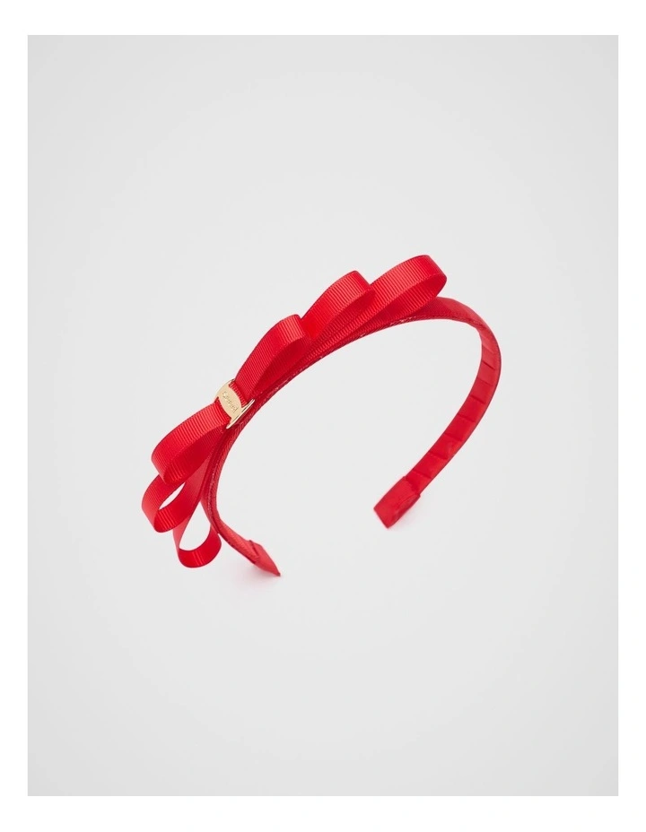 Headband Bow in Strawberry Red image 1