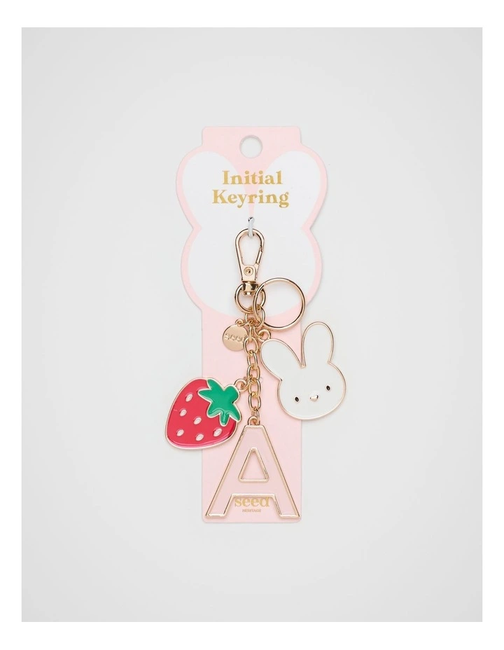 Bunny Initial Charm Keyring in Multi image 1