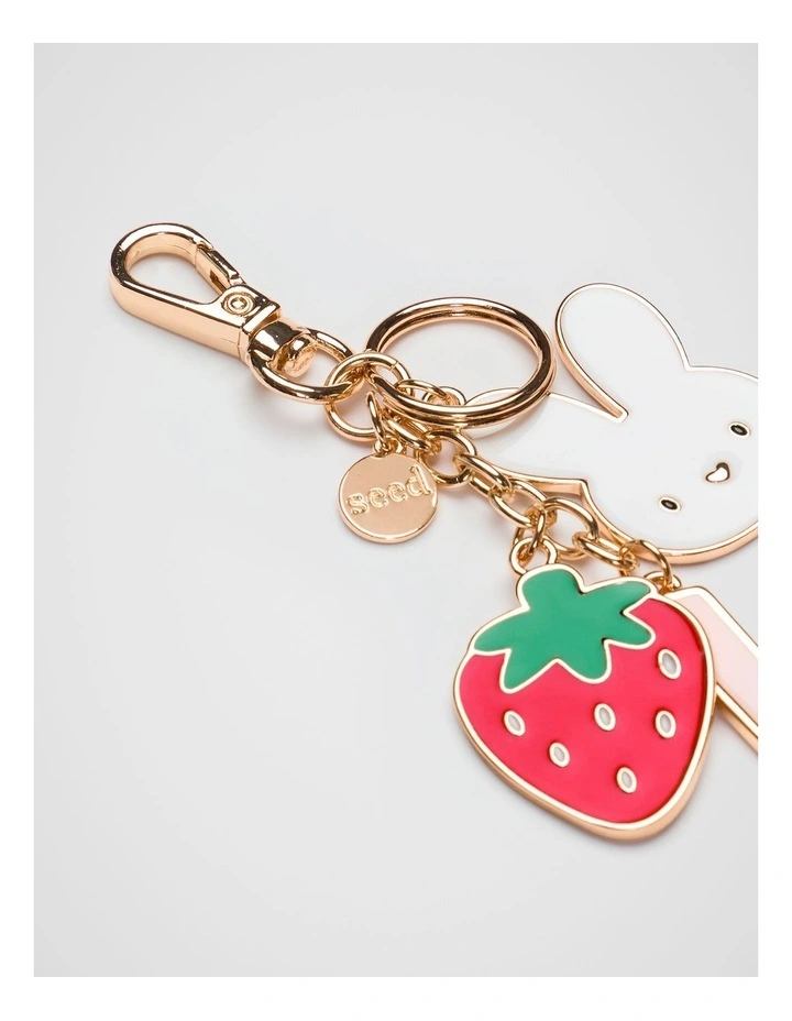 Bunny Initial Charm Keyring in Multi image 2