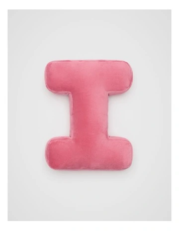 Raspberry Velvet Initial Cushion in I
