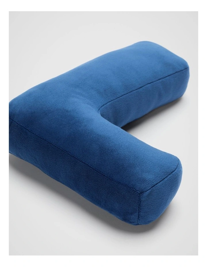 Velvet Initial Cushion L in Blue image 2