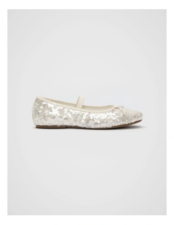 Sequin Bow Party Ballet in Cream