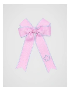 Scallop Trim Bow Duck Clip in Candy Pink
