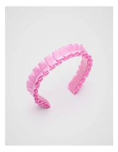Ruffle Grosgrain Headband in Candy Pink