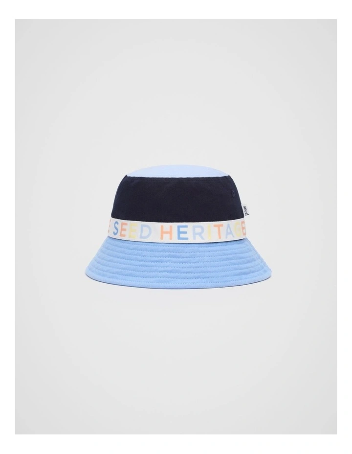 Colourblock Bucket Hat in Blue Multi image 1