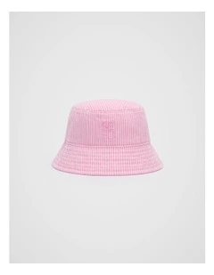 Mini Stripe Bucket Hat in Candy Pink
