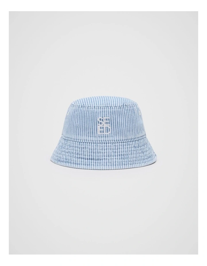 Mini Stripe Bucket Hat in Blue image 1