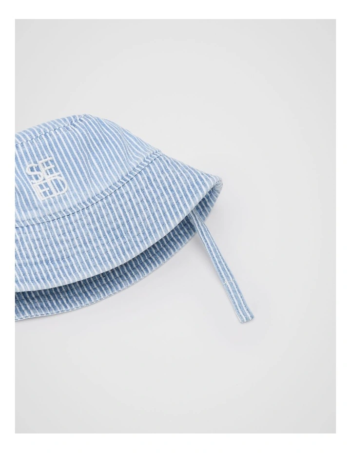 Mini Stripe Bucket Hat in Blue image 2