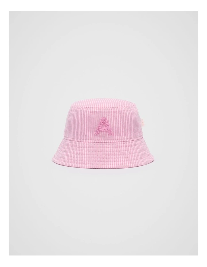 Mini A Initial Bucket Hat in Pink image 1