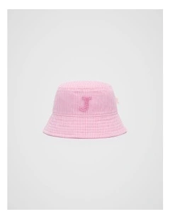 Mini J Initial Bucket Hat in Pink