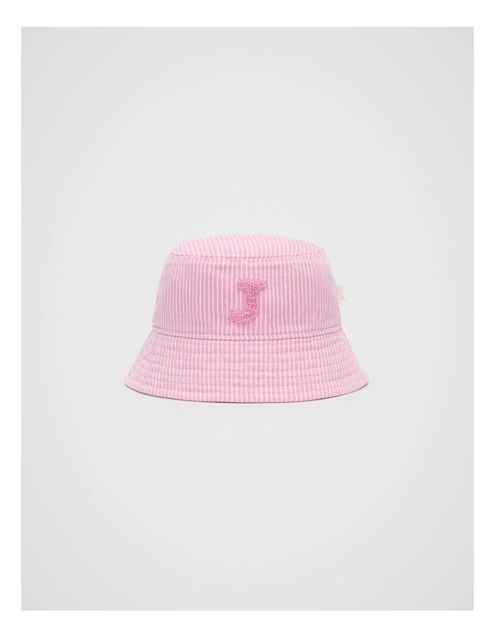 Mini J Initial Bucket Hat in Pink image 1