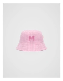 Mini M Initial Bucket Hat in Pink