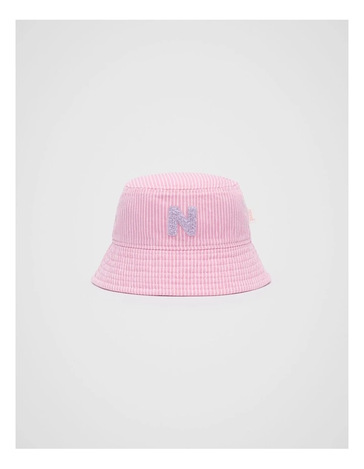 Mini N Initial Bucket Hat in Pink image 1