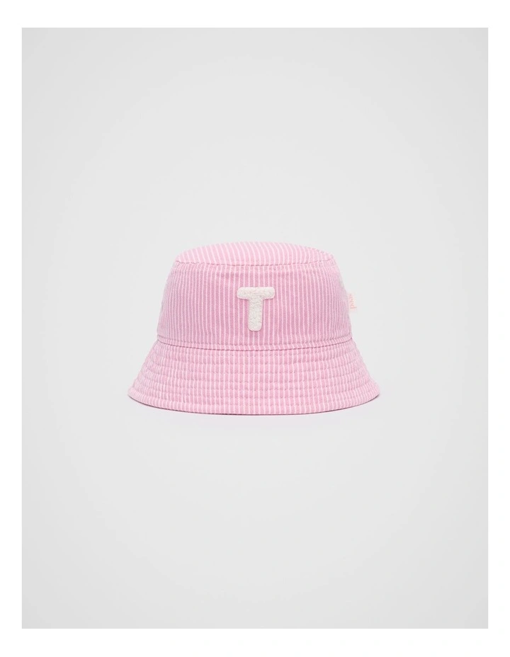 Mini T Initial Bucket Hat in Pink image 1