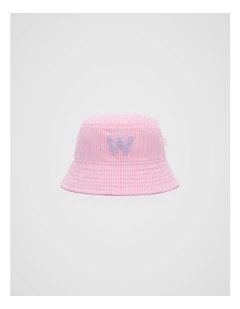 Mini W Initial Bucket Hat in Pink