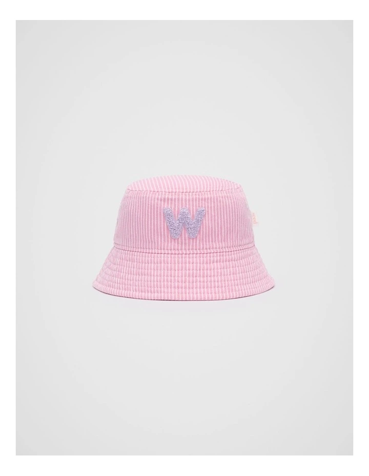 Mini W Initial Bucket Hat in Pink image 1