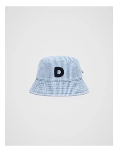 Mini D Initial Bucket Hat in Blue