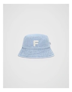 Mini F Initial Bucket Hat in Blue