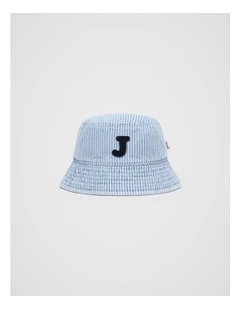 Mini Initial Bucket Hat in Blue