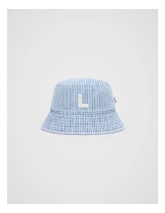 Mini Initial Bucket Hat in Blue