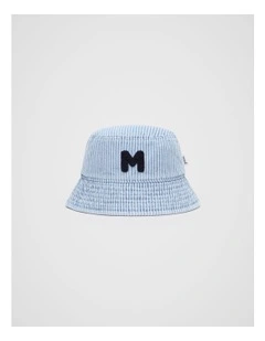 Mini Initial Bucket Hat in Blue