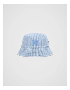 Mini Initial Bucket Hat in Blue