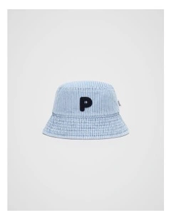 Mini Initial Bucket Hat in Blue