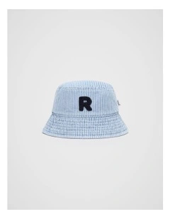 Mini Initial Bucket Hat in Blue