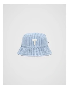 Mini Initial Bucket Hat in Blue