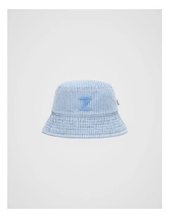 Mini Initial Bucket Hat in Blue