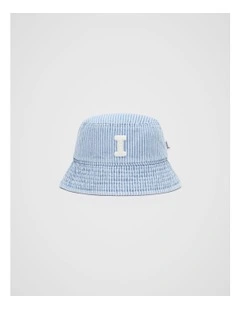 Mini Initial Bucket Hat in Blue