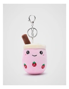 Bubble Tea Keyring Plush Toy in Pink