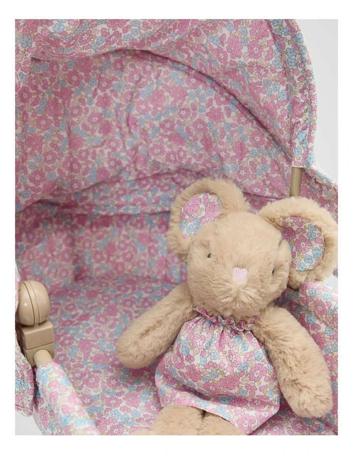 Ditsy Floral Vintage Doll Pram in Pink image 2