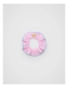 Scallop Trim Scrunchie in Candy Pink