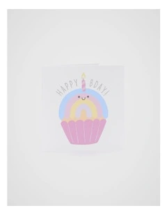 Happy Bday Rainbow Cupcake Card