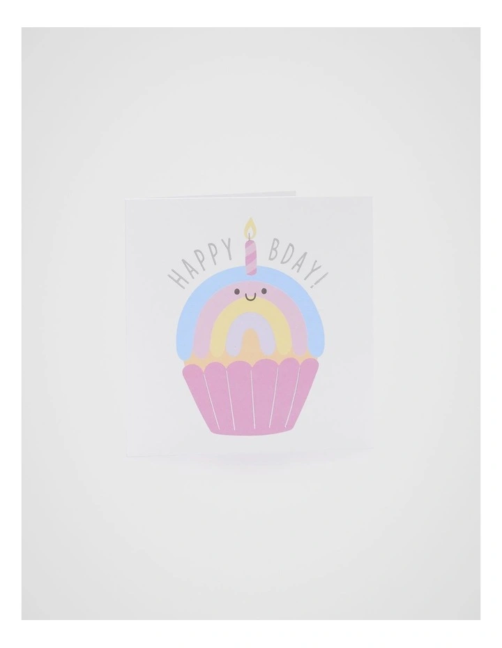Happy Bday Rainbow Cupcake Card image 1