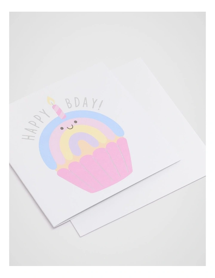 Happy Bday Rainbow Cupcake Card image 2
