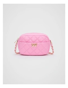 Quilted Bow Bag in Candy Pink