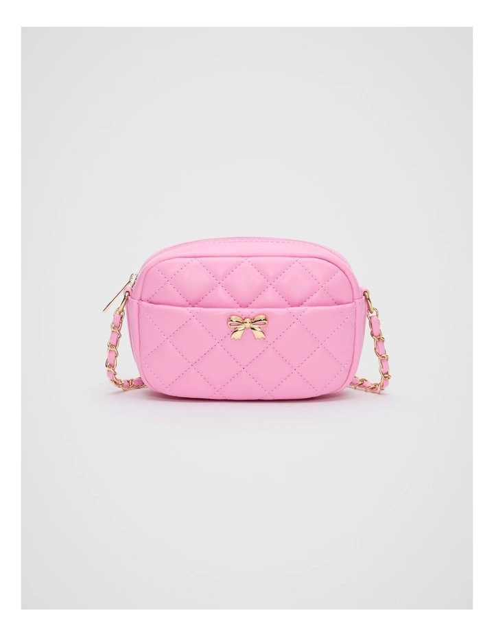 Quilted Bow Bag in Candy Pink image 1