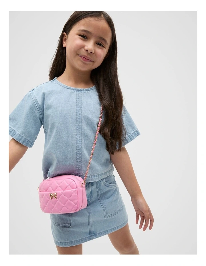 Quilted Bow Bag in Candy Pink image 2