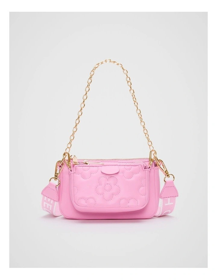 Quilted Flower Hybrid Bag in Candy Pink image 1