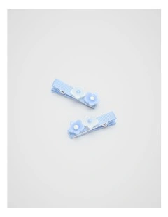 Mini Flower Duck Clips in Luna Blue