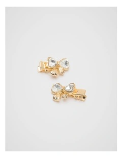 Crystal Bow Duck Clips in Gold