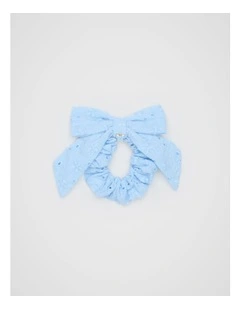 Broderie Charm Bow Scrunchies in Luna Blue
