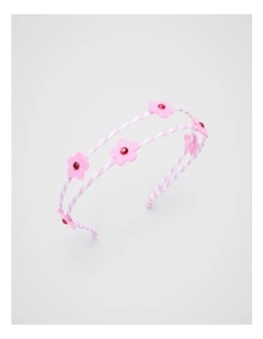 Felt Flower Double Headband in Candy Pink